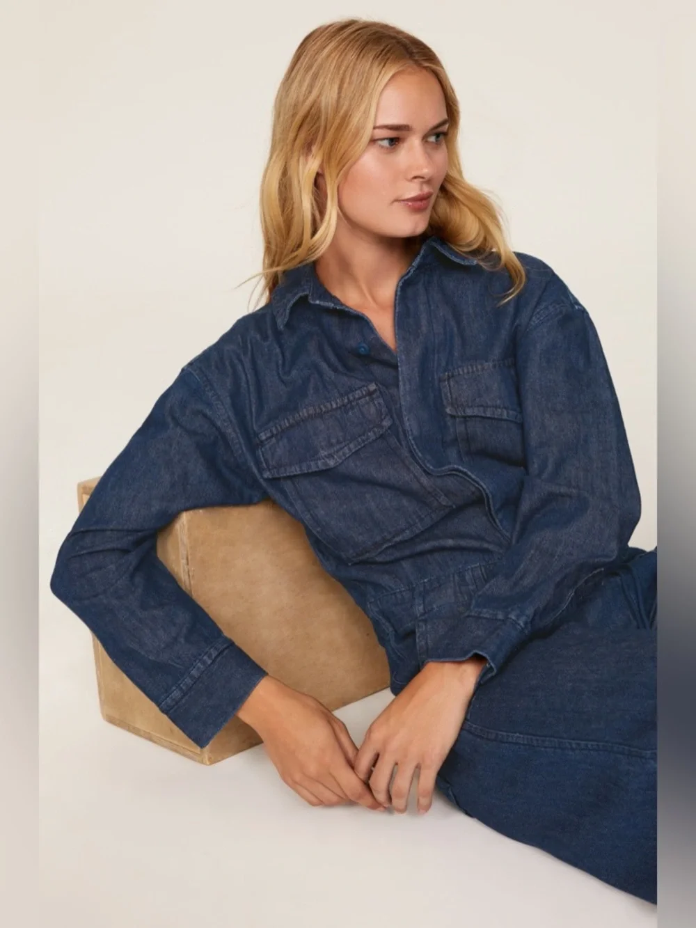 Levi's—Surplus Coverall Jumpsuit, Lightweight Denim Chambray, Dark Wash (Large) - Picture 4 of 10